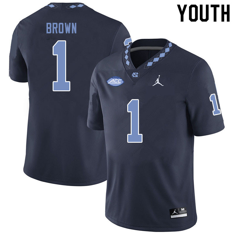 Jordan Brand Youth #1 Khafre Brown North Carolina Tar Heels College Football Jerseys Sale-Black